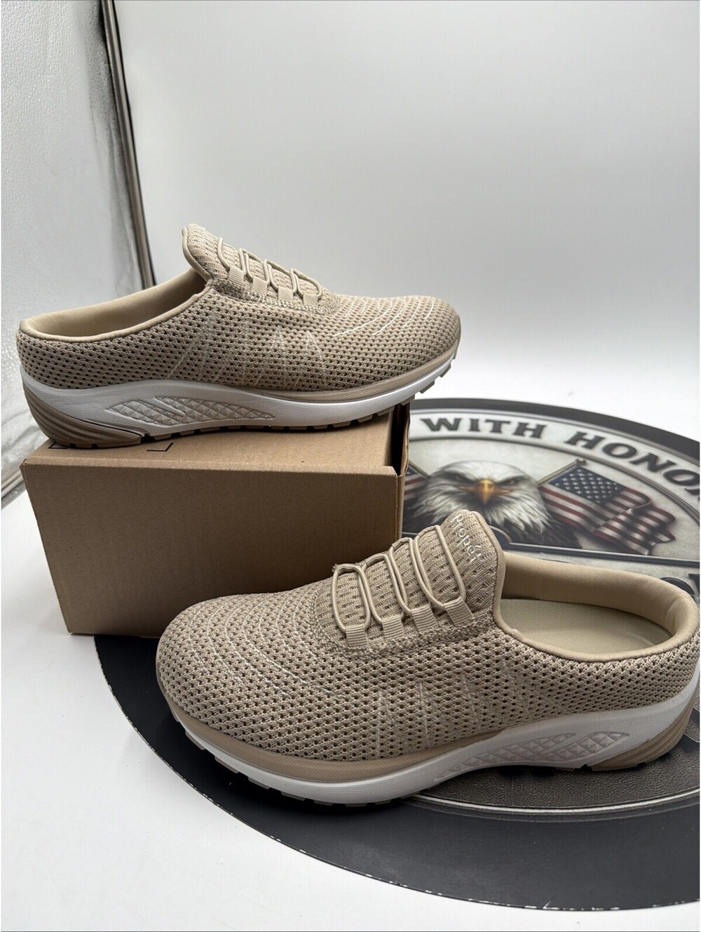 Propet Womens Tour Slip On Mule Sneakers Shoes Casual - Beige Size 11 No Box